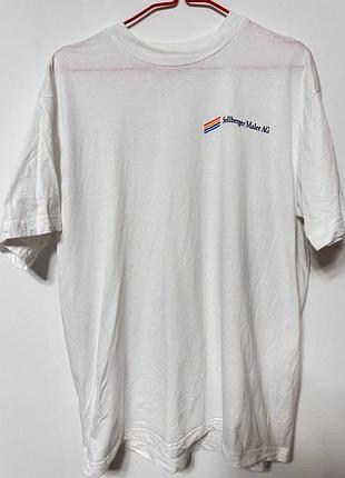Футболка мужская белая regular hanes over size man, размер м - l.