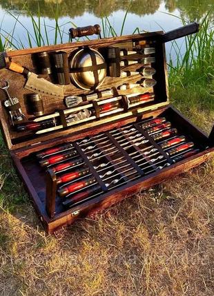 Набор шампуров в деревянном кейсе люкс