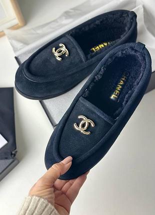 Лофери шанель замша хутро преміум