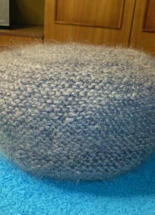 Мохеровий вовняний берет із підкладкою з мериноса сірий, в'язаний, вінтаж