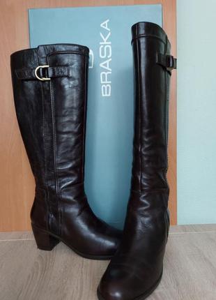 Чоботи нові шкіряні модного бордово-коричневого кольору (єврозима)