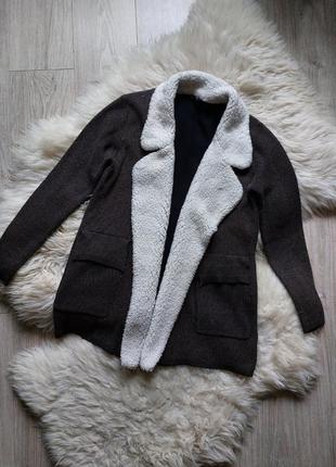 💜❄️❤️ суперкий кардиган с белым мехом флисом