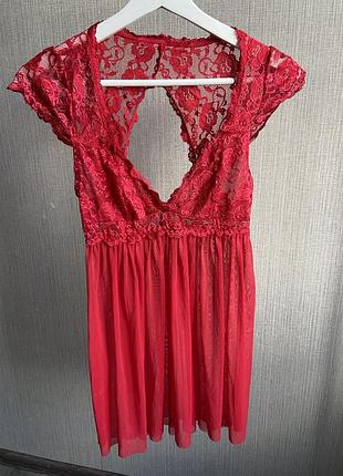 Пенюар червоний ночнушка