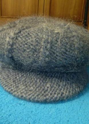 Мохерий жіночий берет із козирком вовняна підкладка з мериноса, вінтаж