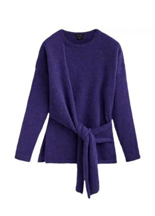 Massimo dutti фиолетовый свечер с круглым вырезом из шерсти альпаки с узлом