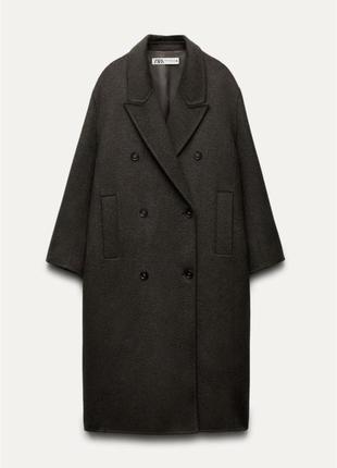 Базове шерстяне пальто оверсайз zara