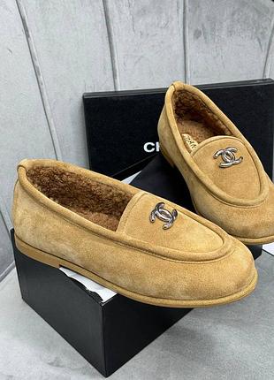 Лофери шанель замша хутро преміум