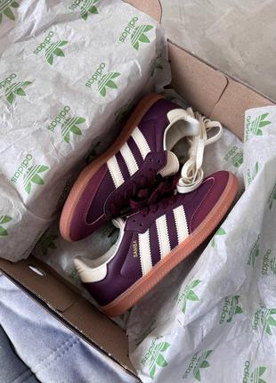 Жіночі шкіряні кросівки adidas samba maroon premium