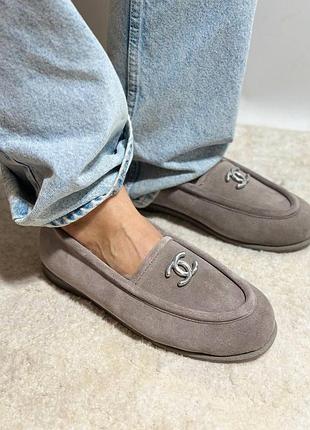 Лофери шанель замша хутро преміум