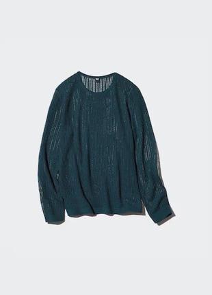 Светр uniqlo темно-зелений lace sweater