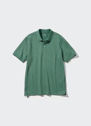 Футболка-поло uniqlo зеленая dry pique polo shirt