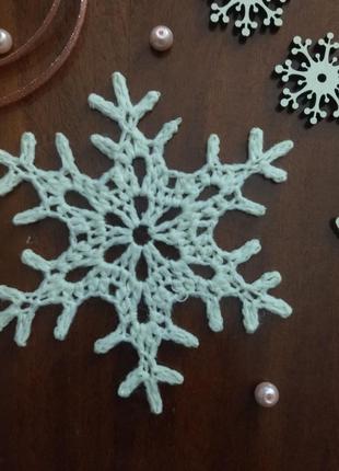 Вязаная снежинка - елочная игрушка ручной работы - подарок на рождество и новый год