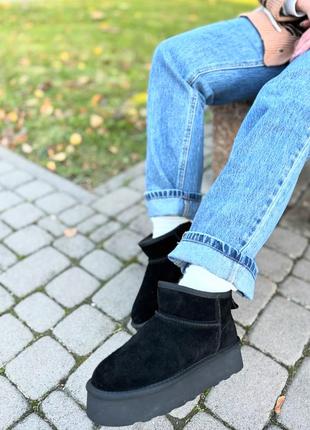 Угги натуральная замша на платформе зима угги