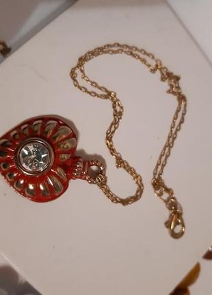 Кулон,підвіска сердечко емаль, американський вінтаж