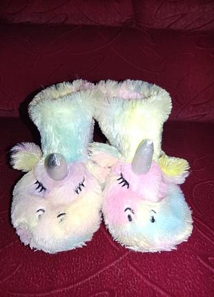 Детские домашние тапочки единорог