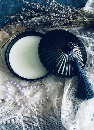 🔥 арома свічка 🔥 декоративна запашна ароматна шкатулка бонбоньєрка скринька смарагдове кольорове скло