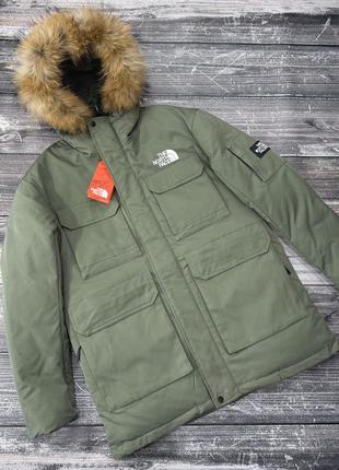 Зимняя мужская парка хаки цвета the north face