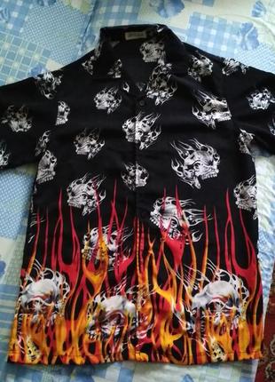 Мужская рубашка с черепами vintage y2k sk8 rap rare (l-xl) оригинал редкая находка