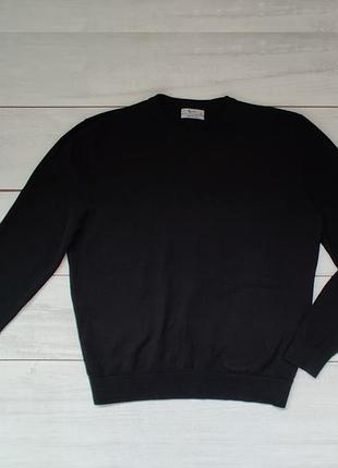 Котоновий чоловічий светр чорного кольору з круглою горловиною