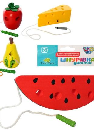 Детская развивающая игрушка шнуровка md 0494 деревянная