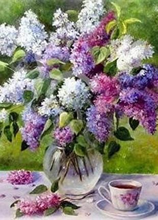 Алмазная вышивка. картина на подрамнике "сирень" , размер 40х50см