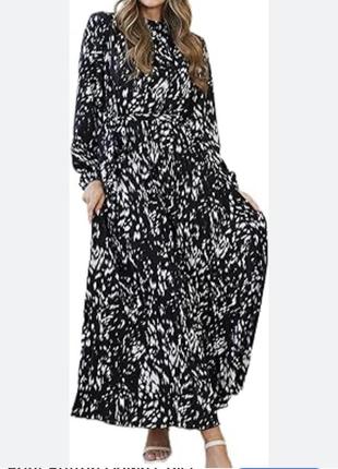 Красивое платье длинное черно-белое низ гофре с 8