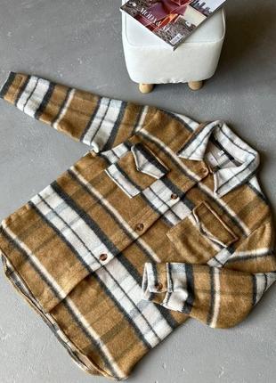 3 цвета/теплая рубашка из шерсти в клетку черная зеленая коричневая бежевая шерсти женская оверсайз