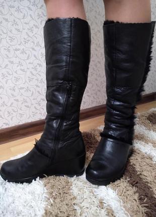 Кожаные зимние сапоги