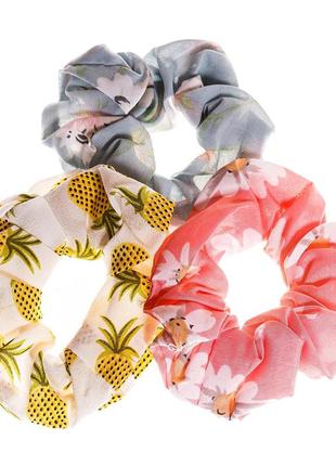 Резиночки для волосся scrunchies фруктовий коктейль