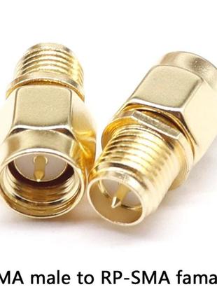 Sma перехідник з sma male на rp-sma female зі штирьком з 2-х сторін ve-33
