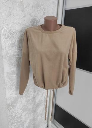 Коротенькая женская флисовая спортивная кофта свитшот м/l ( л-28)