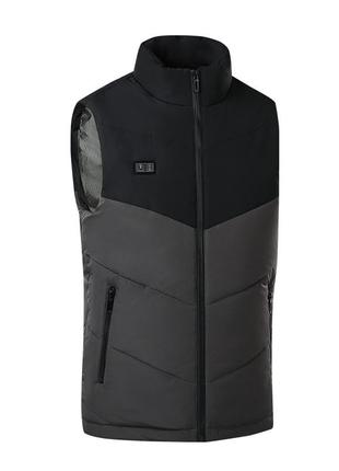 Жилетка з підігрівом чоловіча lesko 2208 black-grey l від повербанка usb 11 зон підігрівання для туризму 5 шт.