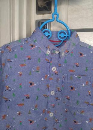 Святкова нарядна бавовняна сорочка з довгим рукавом новорічна різдвяна для хлопчика 3-4 роки 104