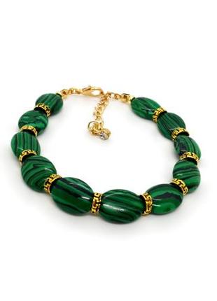 🍀🐢 оригінальний браслет на карабіні натуральний камінь малахіт