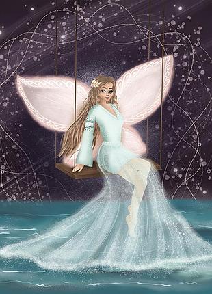 Алмазная вышивка. картина на картоне "зимняя фея" , размер 21х25 см