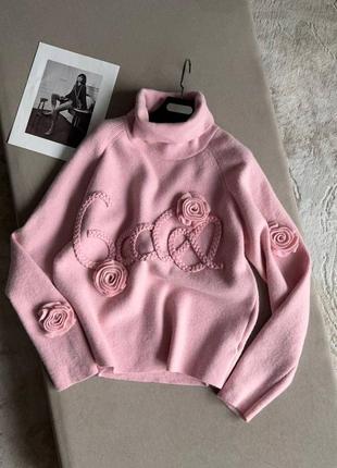 Светр оверсайз під горло gucci з квітами