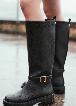 Чоботи на низькому ходу з тракторною підошвою zara