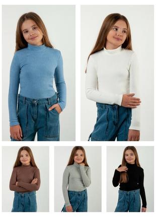 Базовый гольф для девочек из ангоры мустанга с широкими полосками, теплая классическая водолазка рубчик ангора