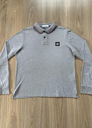 Мужской оригинальный винтажный хлопковый лонгслив поло stone island