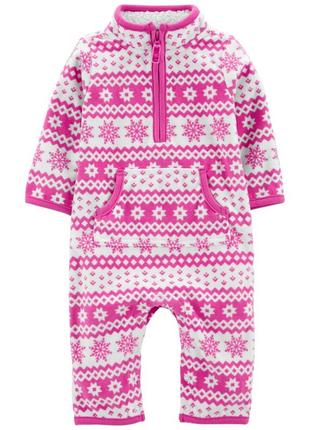 Carters флисовый человечек слип поддева комбинезон картерс без стоп орнамент pink