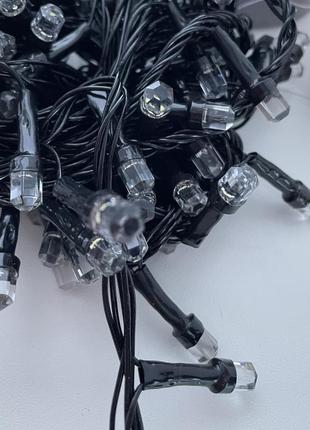 Новорічна гірлянда кристали нитка 300 led світлодіодна біла 15 м для дому та вулиці (обмежено)6 фото