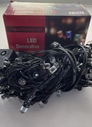 Новорічна гірлянда кристали нитка 300 led світлодіодна біла 15 м для дому та вулиці (обмежено)5 фото
