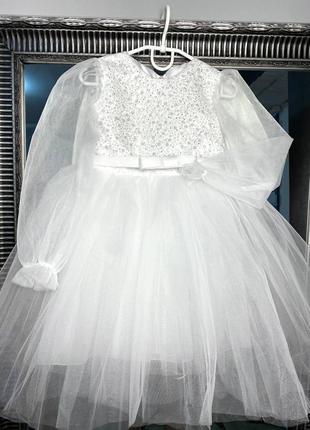 Нарядное белое платье - платье для девочки снежинка