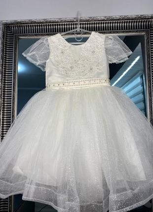 Нарядное белое платье - платье для девочки снежинка