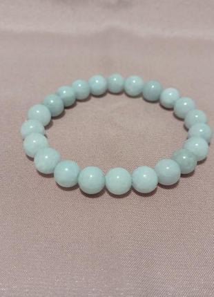 Браслет из натурального аквамарина, ручная работа.