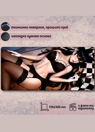 Ігрова поверхня, великий килимок для мишки ігровий 70x30 см. дівчина 3