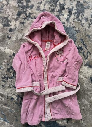 Халатик банный для девочки розовый