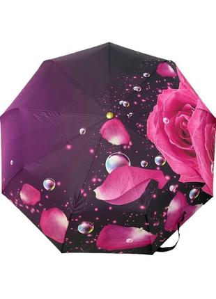 Зонт женский автомат rain flowers c цветочным принтом 9 спиц анти-ветер