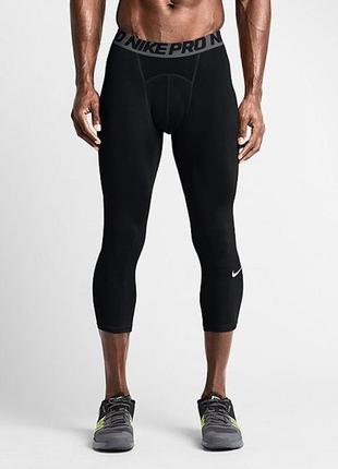 Черные спортивные компрессионные лосины тайтсы nike pro