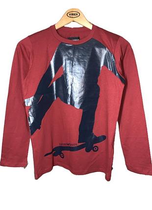 Emporio armani kids бордовий лонгслів на хлопчика 11-12 років
